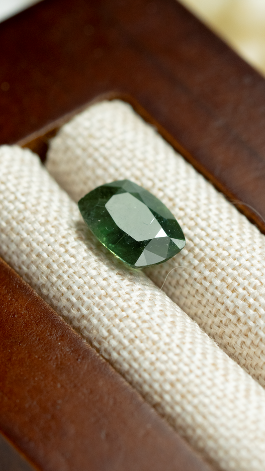 0.75ct Cushion Forest Green Sapphire