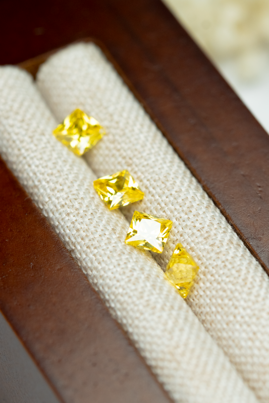 Princess Cut Yellow Cubic Zirconia
